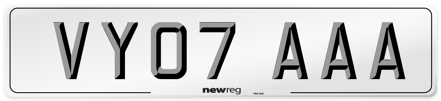 VY07 AAA Number Plate from New Reg